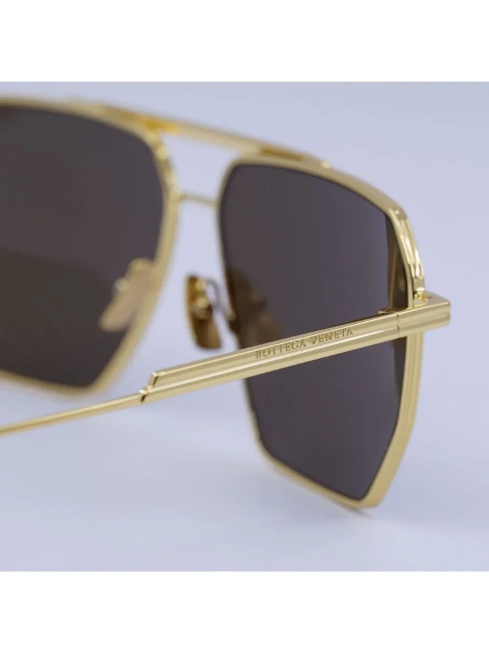 Bottega Veneta BV1012S 003 Sunglasses Gold Aviator Frame, Brown Lenses